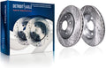 Detroit Axle - Front Brake Rotors for Jaguar E-Pace Land Rover Range Rover Evoque Discovery Sport, Drilled and Slotted Disc Brake Rotors Replacement : 12.80' inch Rotor
