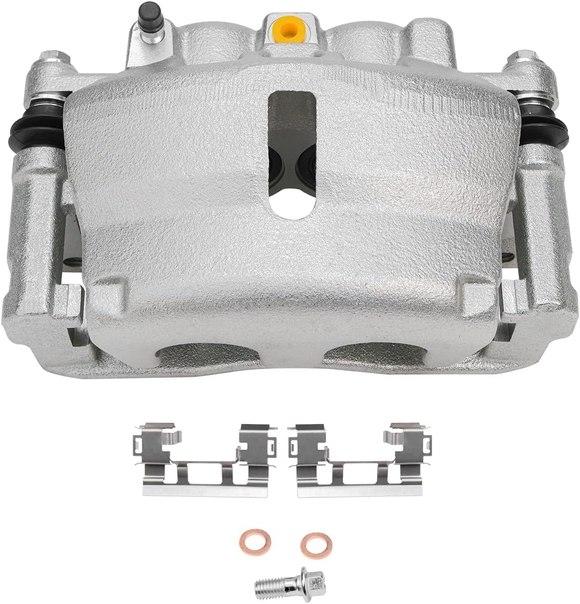 Detroit Axle - Front Drilled Rotors Right Brake Caliper Replacement for 2007-2016 Traverse Acadia Enclave Outlook - 3pc Set