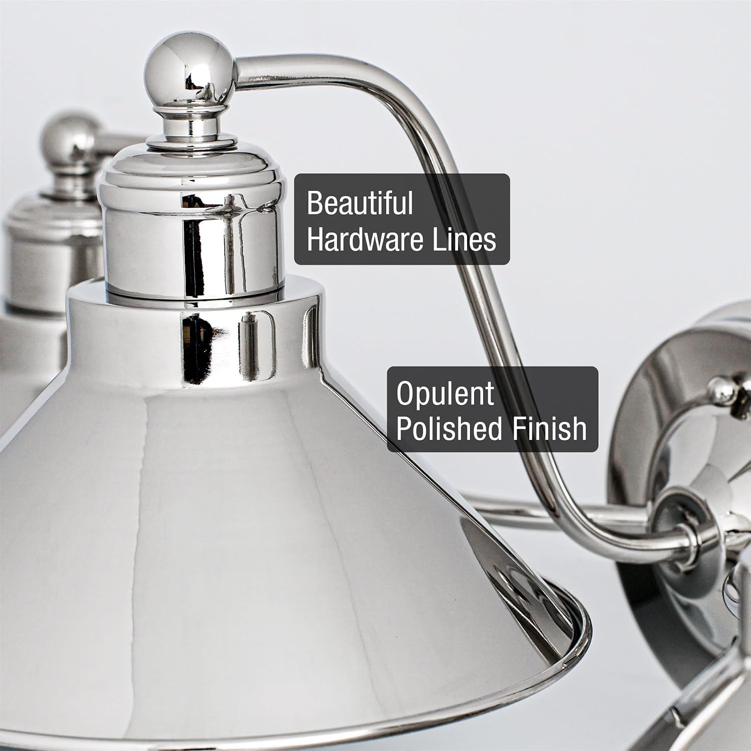 Kira Home Welton 25.5' 3-Light Modern Farmhouse Vanity Light with Funnel Shades, Industrial Wall Sconce Bathroom Light, Polished Nickel Finish