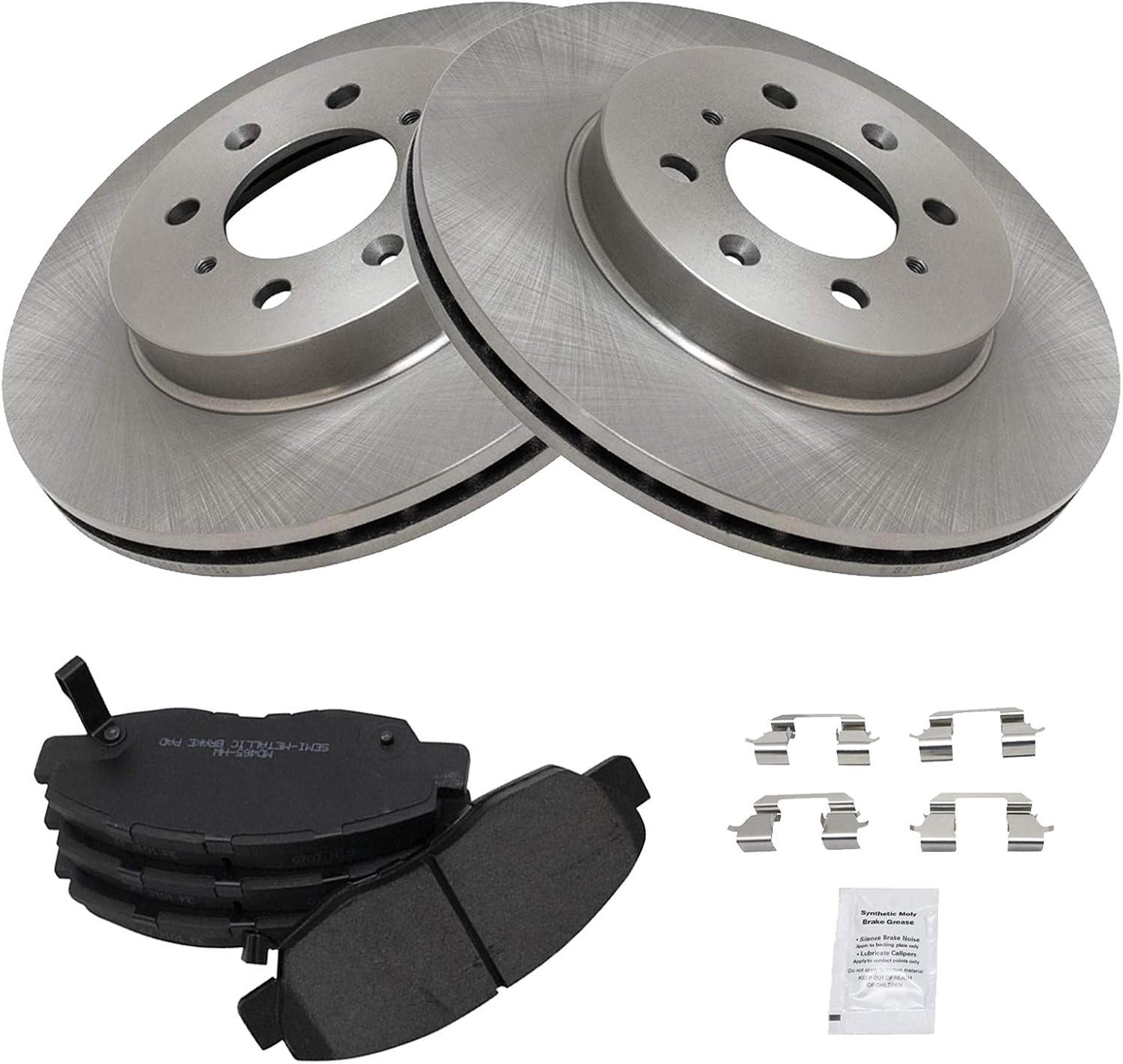 TRQ Front Brake Pad and Rotor Set Semi Metallic Vented Rotors Compatible with 1996-2005 Honda Civic 2010-2014 Insight