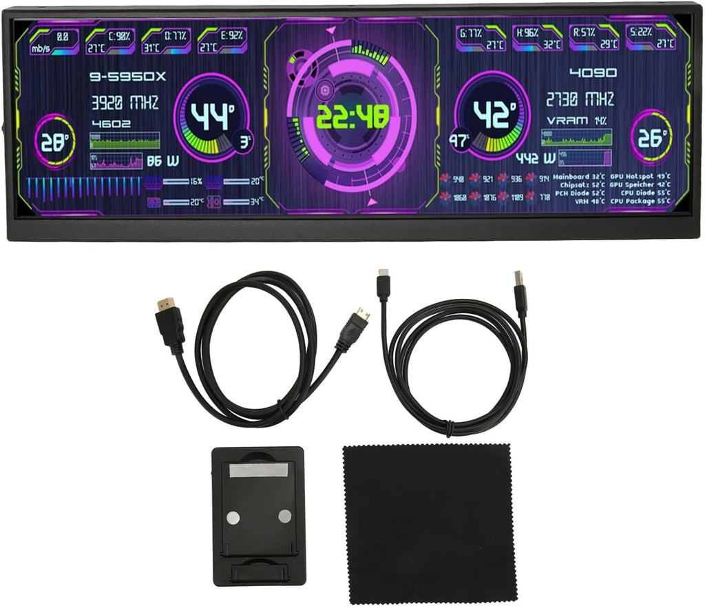 Zopsc Computer Temp Monitor, 12.7 Inch 4K PC Sensor Panel Display for aida64 Sub, USB Mini Screen CPU GPU Data Monitor for PC Laptop Desktop