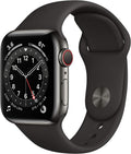 Apple Watch Series 6 (GPS + Cellular, 40mm) - Graphite Stainless Steel Case with Black Sport Band (Renewed)