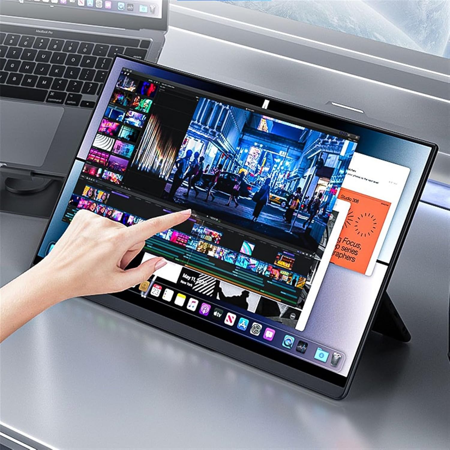 Portable Monitor for Laptop 15.6-inch IPS 2K 144HZ Cell Phone External Screen Multifunctional Touch Secondary Laptop Expansion Gaming Machine Monitor Portable Gaming Monitor