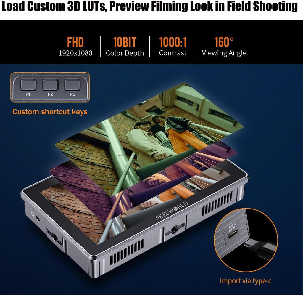 FEELWORLD H5 5.5-inch 12G SDI HDMI 2.0 Camera Field Monitor High Brightness 1200nit Touchscreen