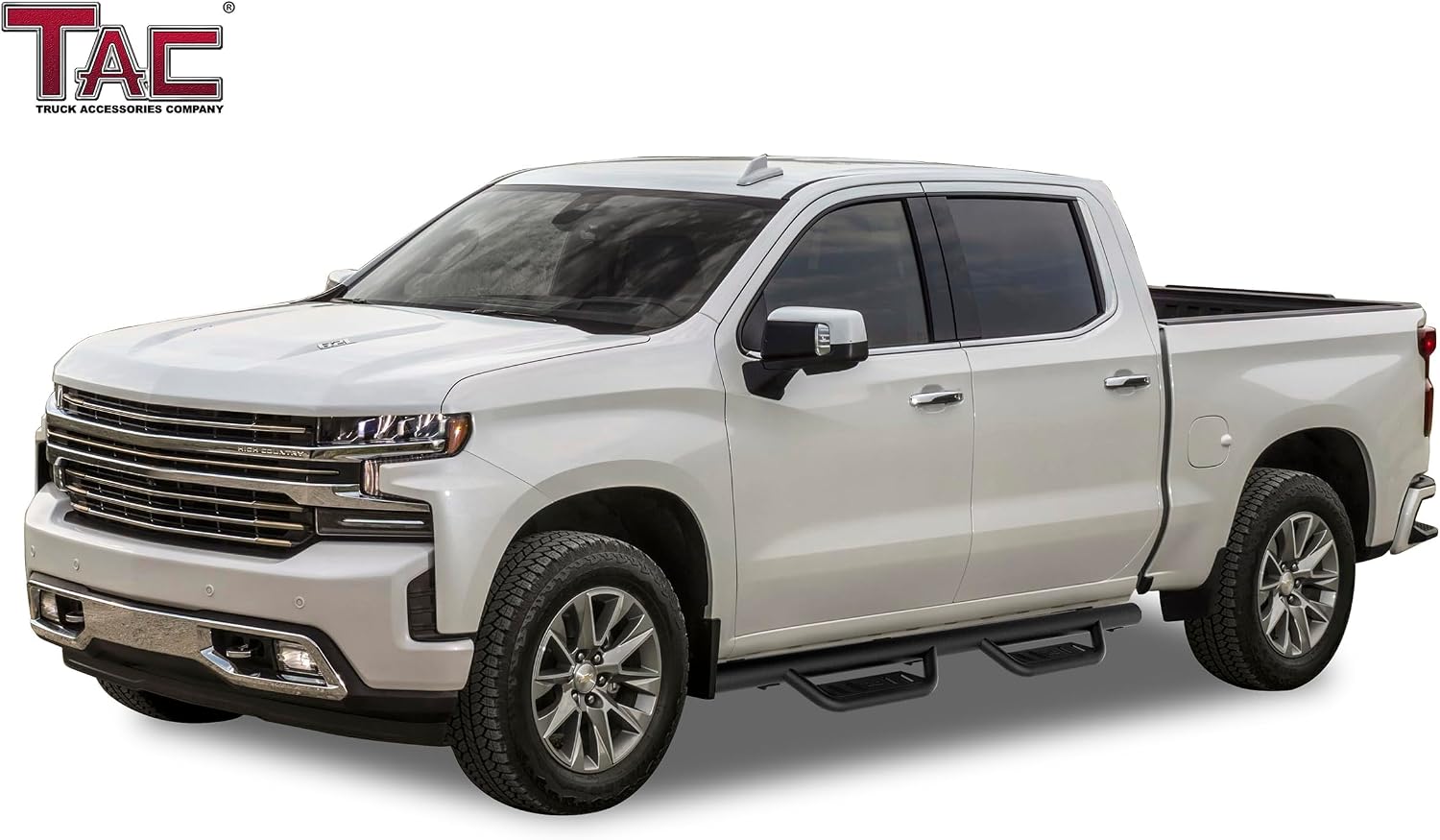 TAC Running Boards Compatible with 2019-2024 Chevy Silverado/GMC Sierra 1500 Crew Cab | 4' Drop Nerf Bars Side Steps | Pickup Truck Off-Road Exterior Accessories 2pcs