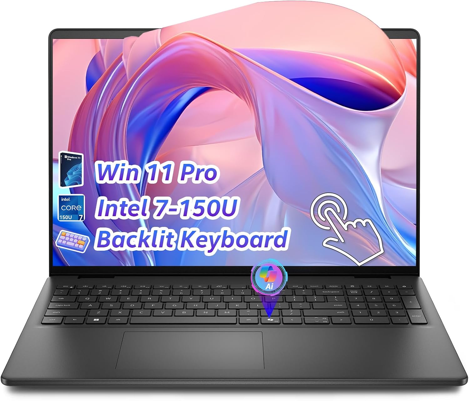 Dell 16 DC16250 Touchscreen Business Laptop, Intel Core 7-150U (10-Core, Up to 5.4GHz), 16 Inch FHD+ IPS, Windows 11 Pro, AI Copilot, Backlit Keyboard (16GB DDR5 RAM | 1TB)