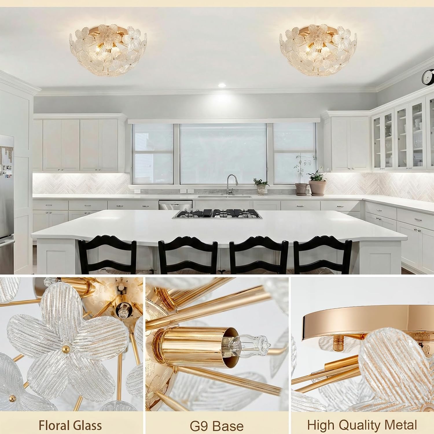 Modern Small Semi Flush Mount Ceiling Light Fixture, Flower Ceiling Light Fixture for Bedroom Bathroom Closet Entryway Living Room Indoor Kitchen Foyer Hallway
