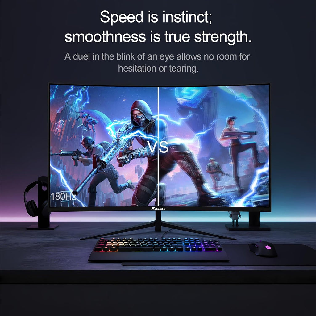 27 Inch Curved Gaming Computer Monitor 2K QHD(2560x1440) 180Hz Monitor,1ms 1800R Display, FreeSync, 4000:1 Contrast Ratio,100% sRGB, HDMI 2.0 & DisplayPort 1.4 VESA Mount（G27X Flex Pro）