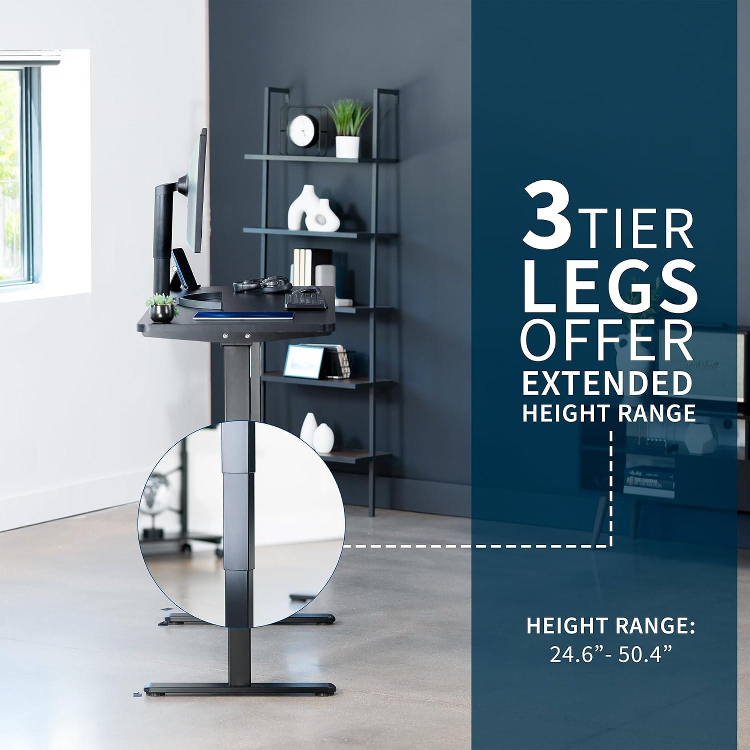 VIVO Electric 60 x 24 in Dual Motor Sit Stand Desk, Memory Height Adjustment, 2B Series, Black Top Black Frame, DESK-KIT-2B6B