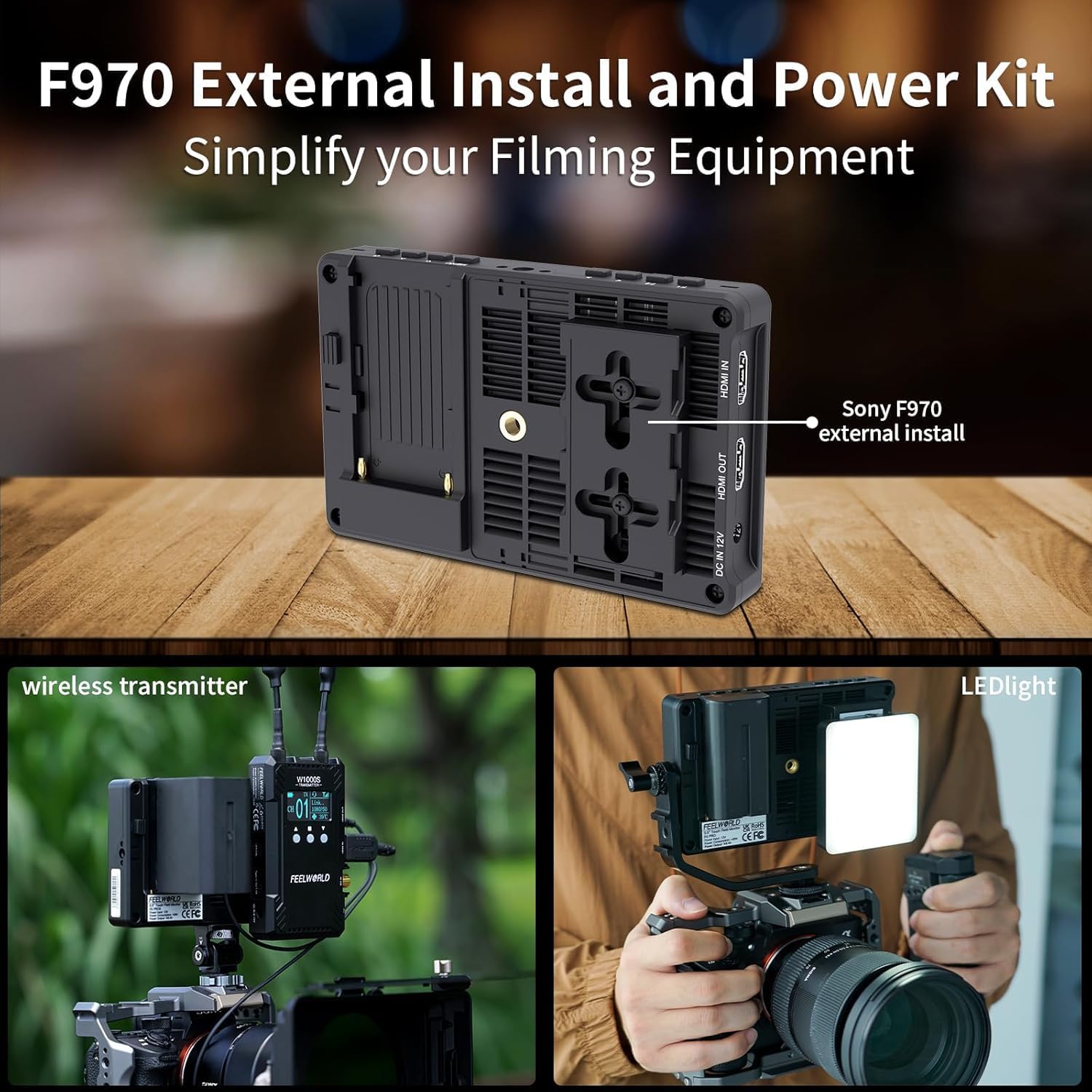 FEELWORLD F6 Pro +Battery +Carry Case 5.5 Inch 1600nits High Bright DSLR Camera Field Monitor with Touchscreen Waveform 3D LUT F970 External Kit Install 4K HDMI in Out Type-c Input