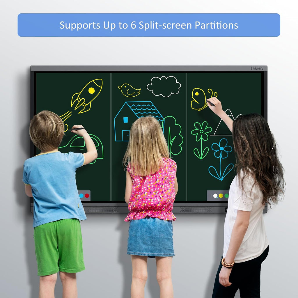 Shiarffe X5 Smart Board 55 Inch 4K Interactive Whiteboard 8GB RAM + 128GB Storage, All-in-One Touchscreen Monitor Built-in Speaker for Classroom Hybrid Work (Board Only)