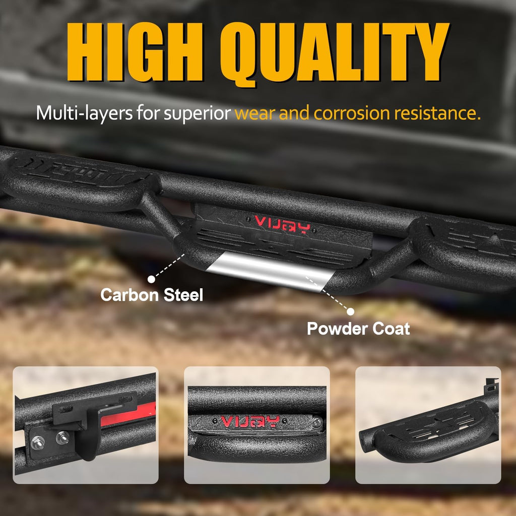 Side Step Running Boards Compatible with 2010-2024 Toyota 4Runner Trail Edition & 2014-2024 4Runner SR5/TRD Pro, Rail Nerf Bars,Blakc&Red(Powder Coated)