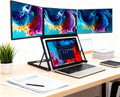 15.6' Triple Laptop Screen Extender, 1080P FHD Portable Triple Screen Laptop Monitor Extender, Type-C/HDMI/USB-C with 360° Rotation Adjustable Viewing Angles Compatible with Windows and Mac