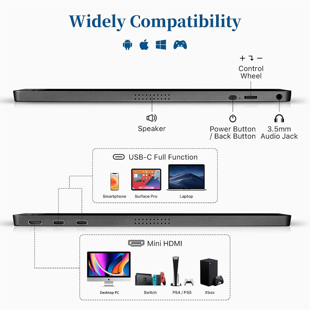KYY 15.6' Portable Monitor (K3-G) and Travel Bag