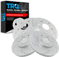 TRQ Performance Front and Rear Brake Rotor Set G Coated Drilled and Slotted Vented Solid Compatible with 2006-2015 Honda Civic 2013-2015 Acura ILX