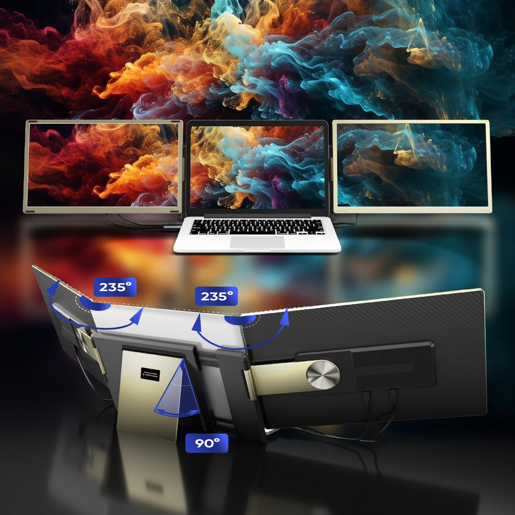 PAJEM S6 Dual Laptop Screen Extender, 15.6'' Triple Portable Monitor for Laptop Plug and Play, 1080P FHD IPS Monitor Extender for 13''-17'' Laptops Compatible with Windows, Switch, Chrome