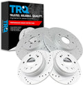 TRQ Performance Front and Rear Brake Rotor Set G Coated Drilled and Slotted Compatible with 1999-2003 Acura TL