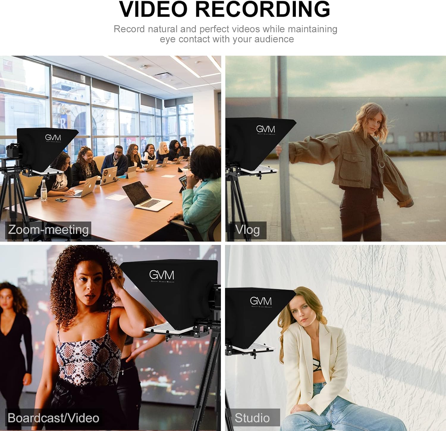 GVM Teleprompters for ipad Tablet DSLR Camera Portable 18'' Teleprompter Kit with Remote Control & App,Solid Aluminum Constructions,Colorless Spectroscope,Ultra HD Wide-Angle Lens