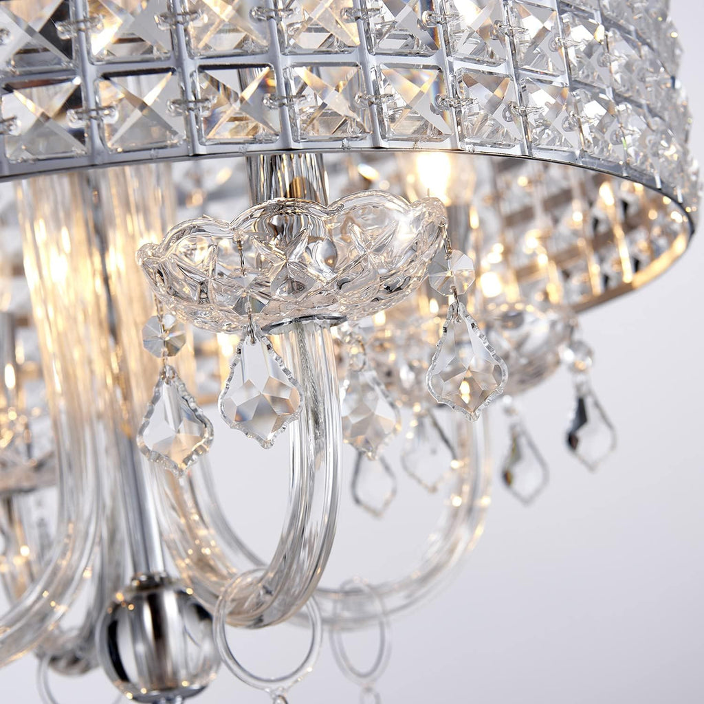 Saint Mossi 4-Lights K9 Crystal Chandelier Modern Chandelier Light Fixture, Crystal Pendant Light Fixture Modern Ceiling Light Fixtures,H17 x D18,Chain Adjustable