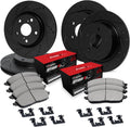 R1 Concepts Front and Rear Brake Kit Fits 2006-2011 Honda Civic Coupe Si; 2007-2011 Honda Civic Sedan Si| Optimum Oep Pads, Drilled Slotted Rotors| Hardware| 11.8' Front & 10.2' Rear