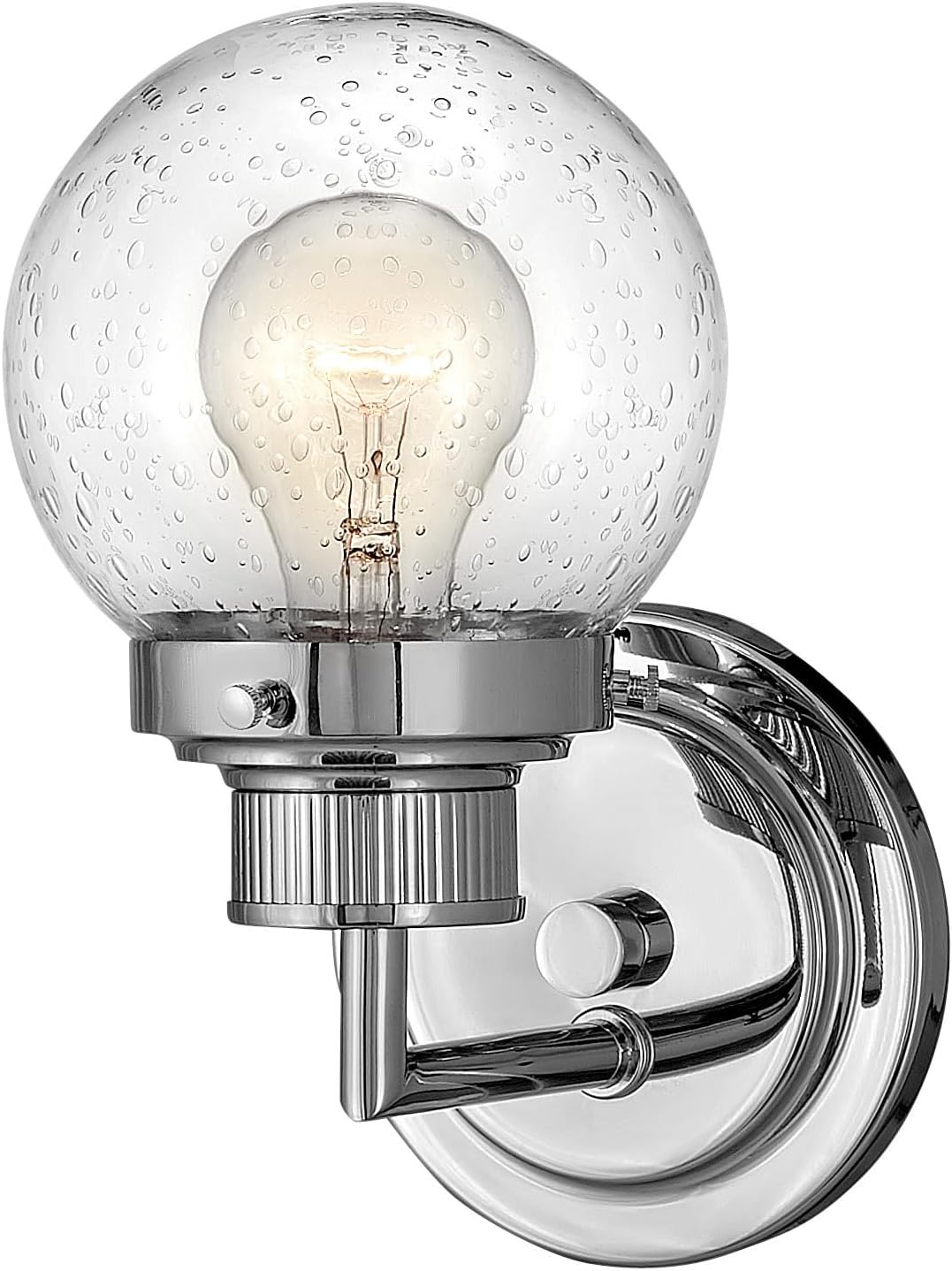 Hinkley Poppy One Light Bathroom Vanity Fixture with Clear Seedy Glass, Chrome