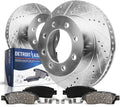 Detroit Axle - Rear Brake Kit for GMC Sierra 3500 HD Chevy Silverado 3500 HD,13.98' inch Drilled and Slotted Disc Brake Rotors Ceramic Brakes Pads Replacement