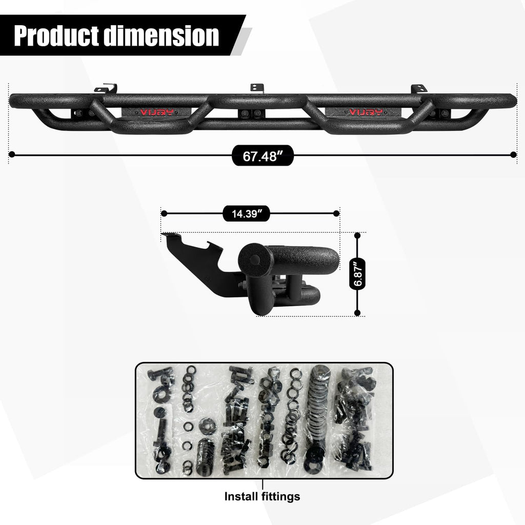 Side Step Running Boards Compatible with 2010-2024 Toyota 4Runner Trail Edition & 2014-2024 4Runner SR5/TRD Pro, Rail Nerf Bars,Blakc&Red(Powder Coated)