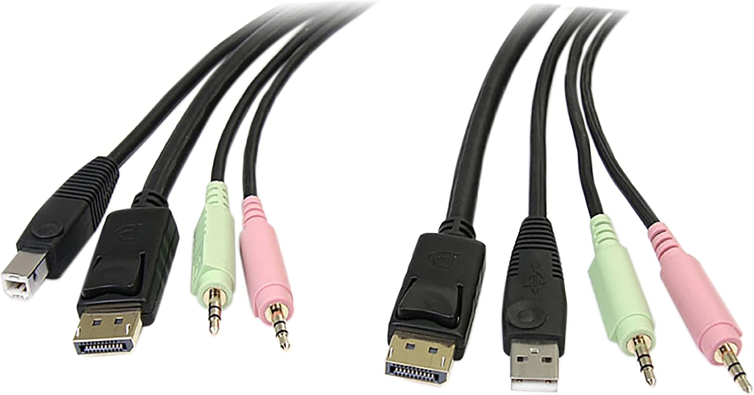 StarTech.com Dual Monitor DisplayPort KVM Switch with 6ft 4-in-1 USB DisplayPort KVM Switch Cable