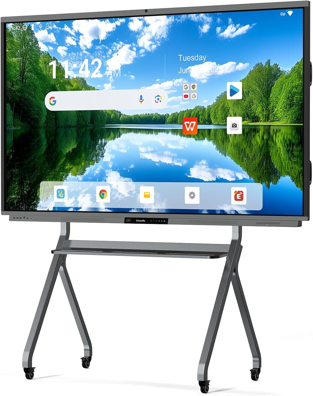 Shiarffe R9 Smart Board 86 Inch 4K Interactive Whiteboard 16GB RAM + 256GB Storage All-in-One Touchscreen Monitor Built-in 50MP AI Camera Mics and 60W Speaker for Classrom Hybrid Work (Board Only)