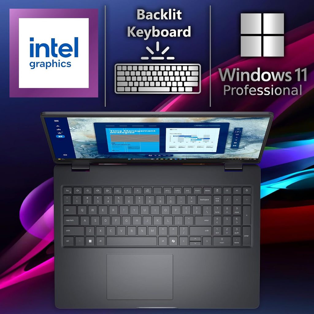 Dell Pro 16 (Replaces Latitude 3550) 16' WUXGA Display Business Laptop, Intel i7-150U, 16GB DDR5 RAM, 512GB SSD PCIe, WiFi 6E + BT, RJ-45, Backlit Keyboard, HD Webcam, Windows 11 Pro - Black