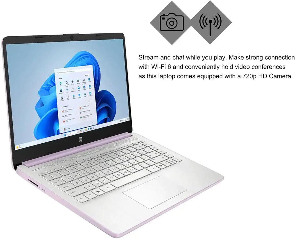 HP 14 Lightweight Business & Student Portable Laptop 14' HD Anti-Glare Intel 4-core N150 8GB RAM 384GB Storage (128GB UFS + 256GB SD Card) Long-Lasting Battery Office365 (1-yr) Win11 ICP Accessory