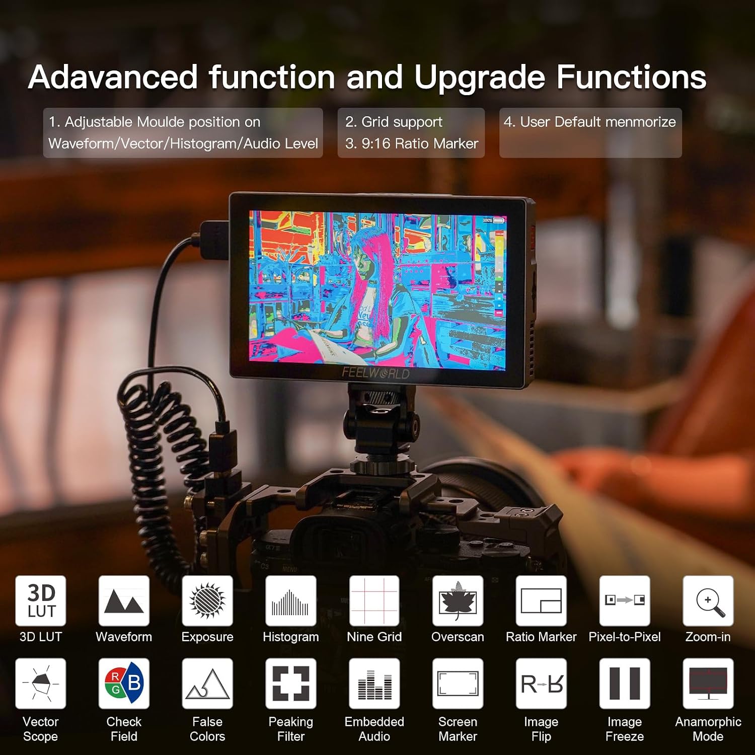 FEELWORLD P6X 5.5 - Inch Touchscreen Aluminium Portable Camera Field DSLR Monitor with 4K HDMI I/O, HDR, Waveform, 3D LUT, 2200mAh Battery, and Carry Case Included