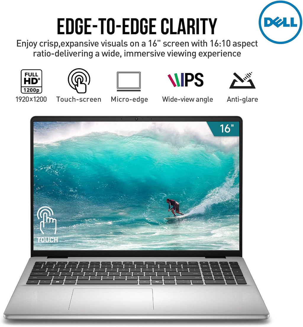 Dell 16 Elitebook Touchscreen Laptop Computer, 16' FHD+ Touch Screen Business Laptop, Intel Core 5 (>i7-1355U), 16GB DDR5 1TB SSD, Windows 11 Pro|Backlit 10-Key|Wi-Fi 6E