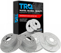 TRQ Performance Front and Rear Brake Rotor Set G Coated Drilled and Slotted Compatible with 2007-2012 Lexus ES350 2008-2012 Toyota Avalon 2007-2011 Camry