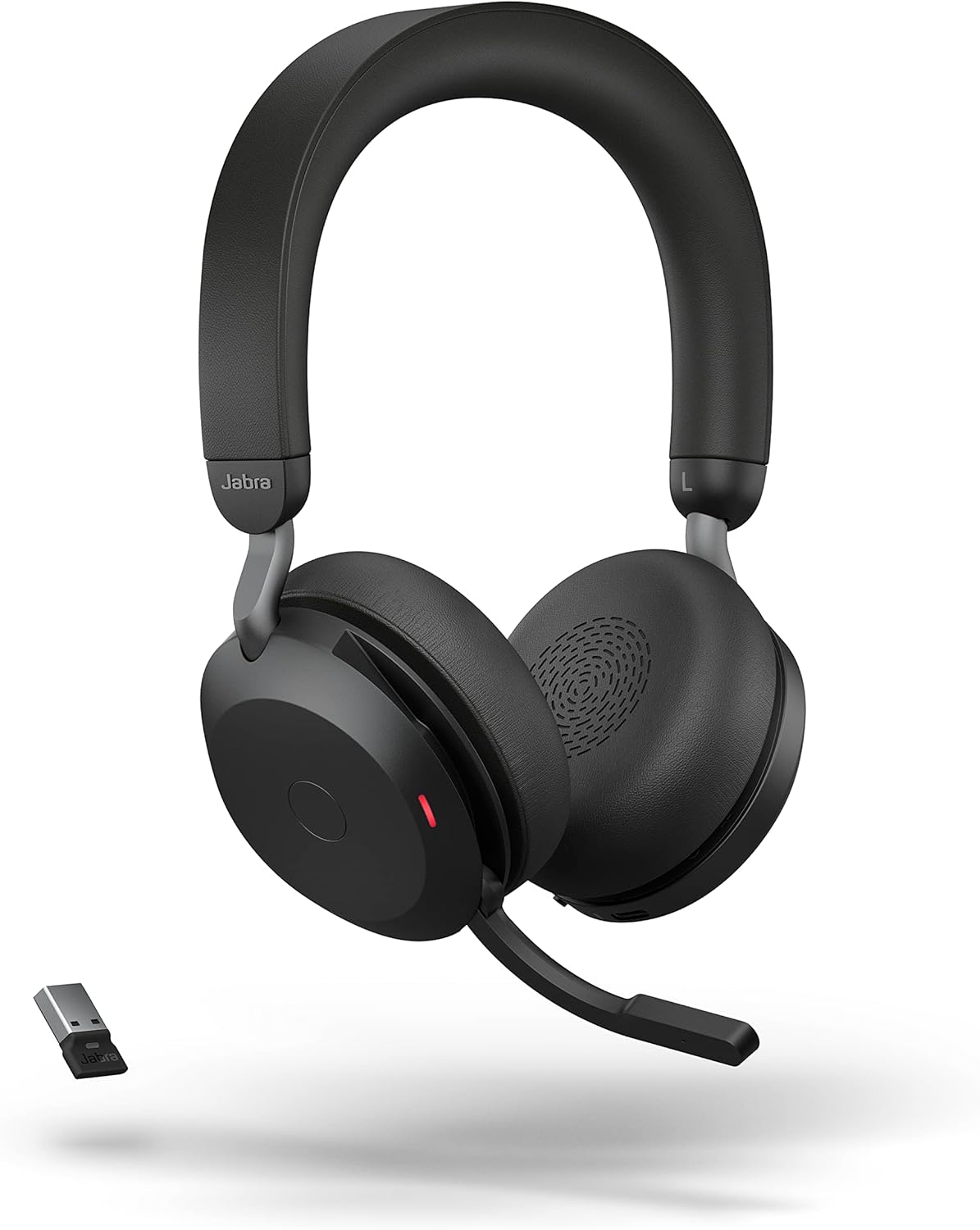 Jabra Evolve2 75 PC Wireless Headset with 8-Microphone Technology - Dual Foam Stereo Headphones with Adjustable Advanced Active Noise Cancelling, USB-A Bluetooth Adapter and UC Compatibility - Black