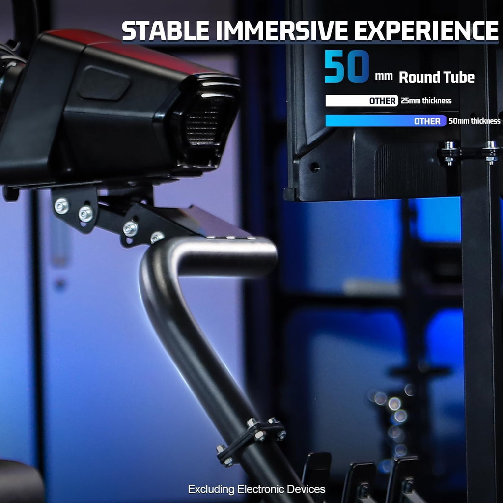 Marada Driving Racing Simulator Cockpit with Monitor Stand & Black Seat Fit for Fantec, for Logitech G923 G25 G920, for Thrustmaster T500 Wheel and Pedals Not Included