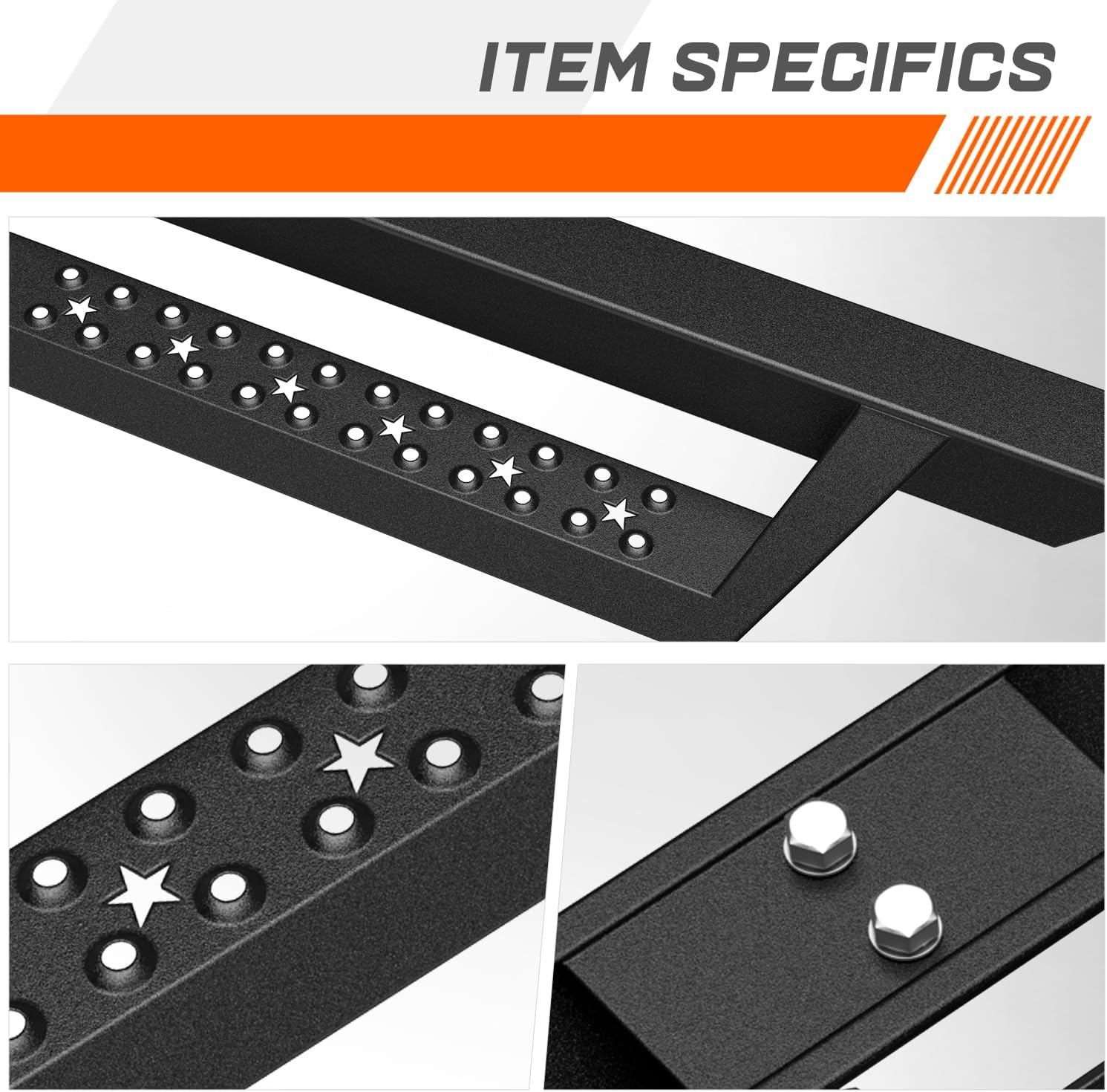 2.75' Black Drop Side Steps Nerf Bars Running Boards Compatible with 07-19 Chevy Silverado/GMC Sierra Crew Cab (Pair)