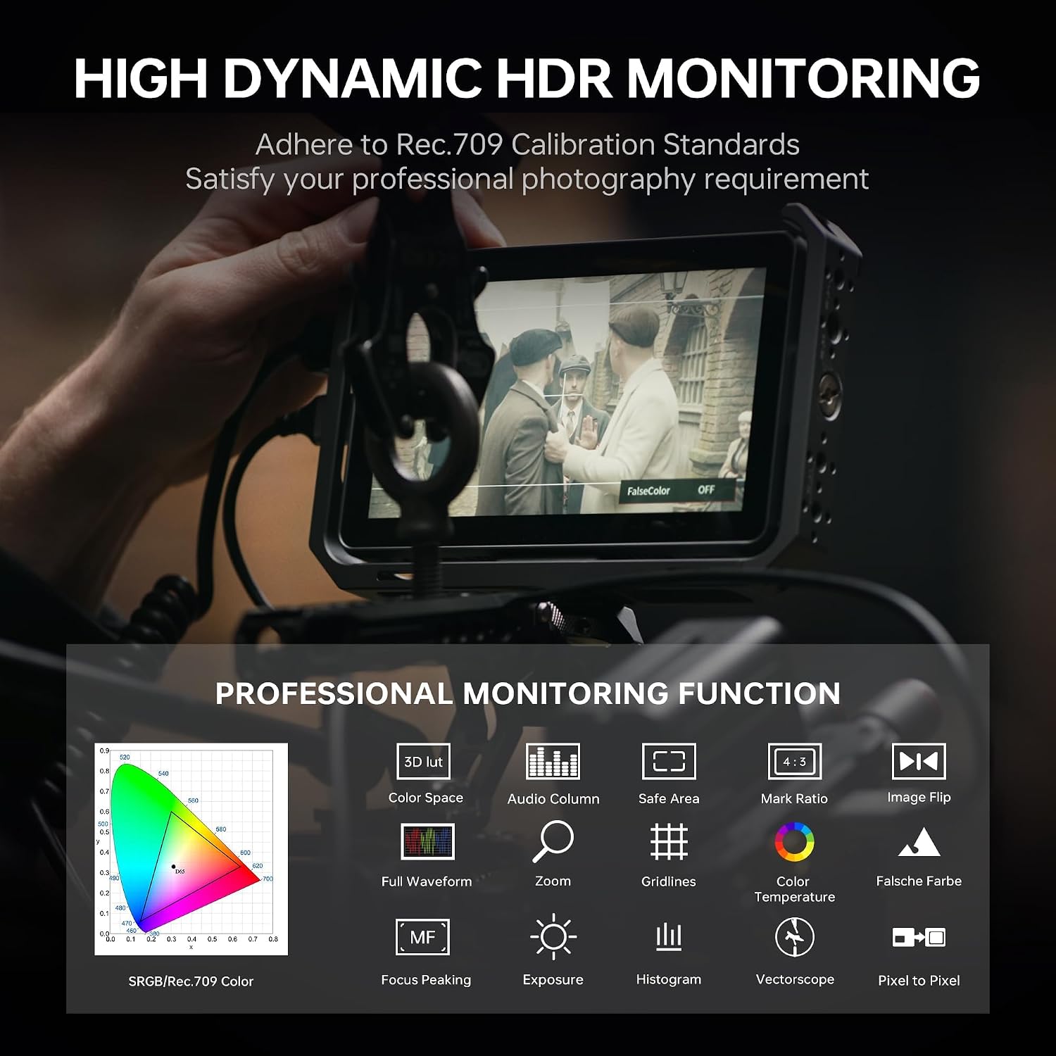 VILTROX DC-X2 2000 Nits Camera Field Monitor Kit with Rig Cage 6 Inch Touchscreen DSLR Monitor with 1920x1080 IPS 4K HDMI Loop in/Out 3D LUTs Waveform Video Peaking Focus Assist Battery Sunshade Hood