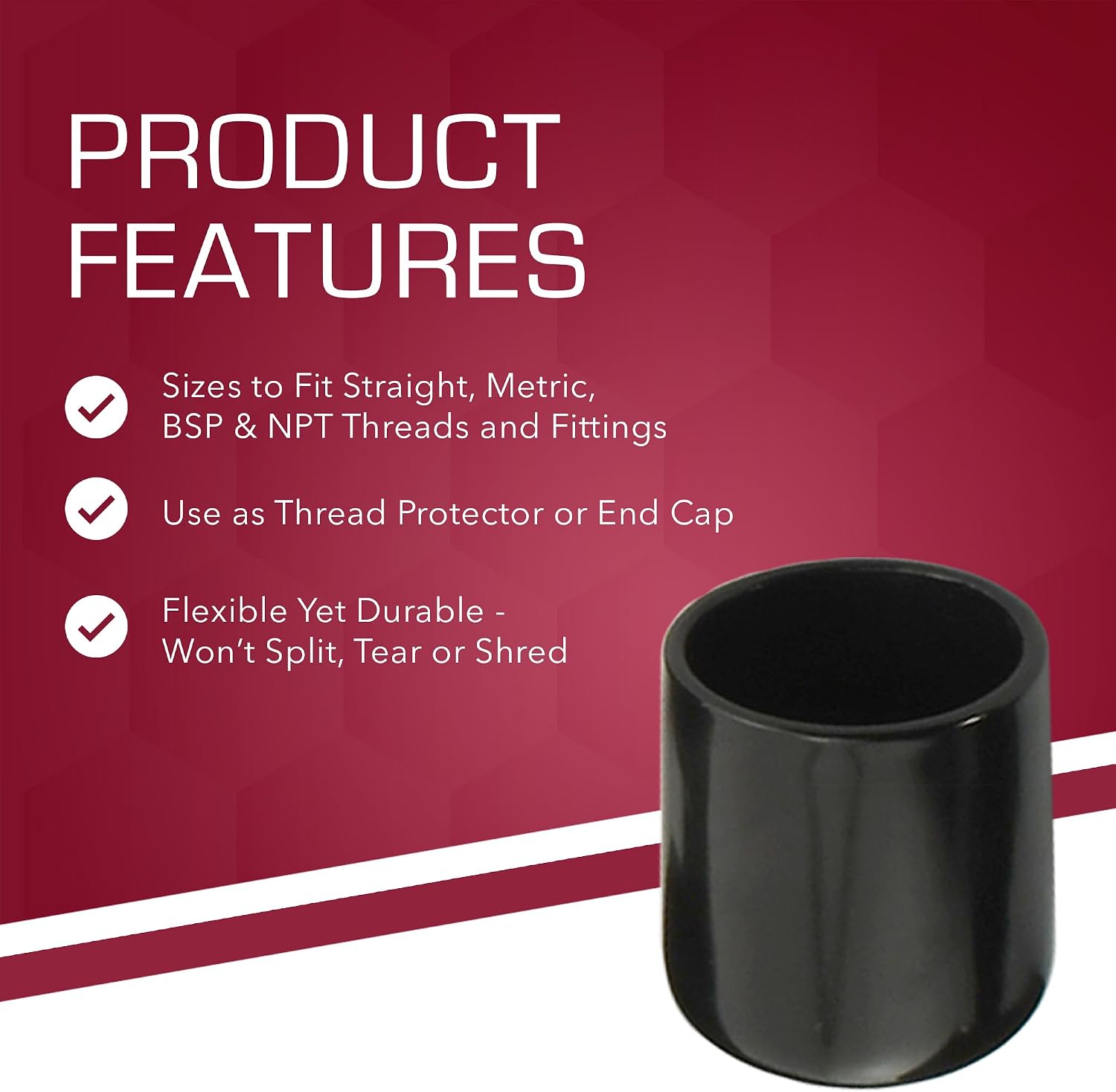 MOCAP Black Round Vinyl Plastic End Caps - 0.750' x 1.000' - Protective Rubber Tips & Bolt Covers - Plastic Caps for Pipes, Tubes, Fittings, & Hardware - Thread Protector - Made in USA - (Pack of 510)