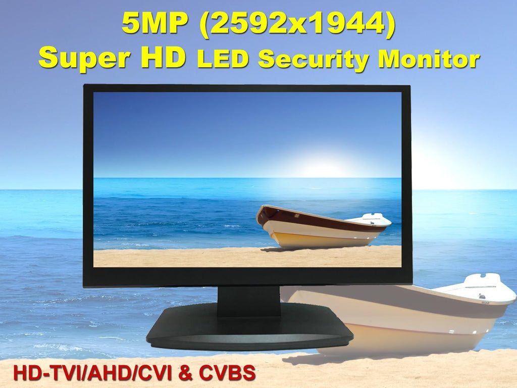 1stPV 23.6' Super HD 5MP/2592x1944 16:9 Professional Security Monitor, 1 HDMI, 2 BNC Inputs(HD-TVI/AHD/CVI/CVBS) & 2 BNC Outputs, working with 5MP security cameras directly in addition to DVR/NVR & PC