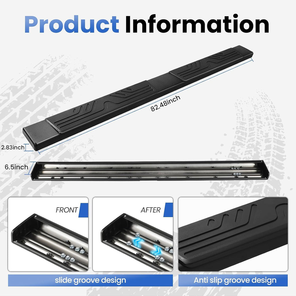PZ 6.5' Running Boards Anti-Slip Side Steps Compatible with Chevy Silverado 1500/GMC Sierra 1500 2019-2026 Crew Cab, 2020-2026 2500HD 3500HD,500LBS No Drill Truck Running Boards Direct Fit Nerf Bar