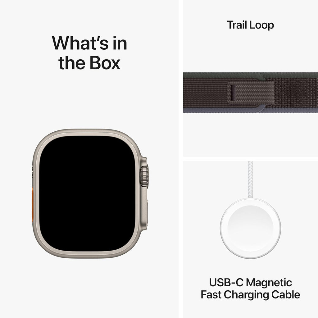 Apple Watch Ultra 2 [GPS + Cellular, 49mm] Titanium Case with Blue/Black Trail Loop, S/M (Renewed)