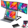 15.6' Laptop Screen Extender, FHD 1080P Portable Foldable Triple Monitor, Laptop Monitor Extender with 360° Rotation, HDMI/USB-C Attach n Play, External Monitor for Laptop for Windows/Mac