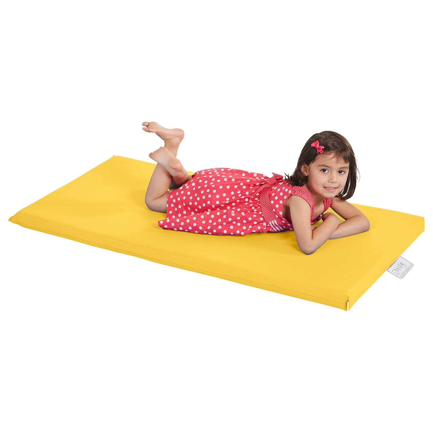 ECR4Kids SoftZone Rainbow Rest Time Mat with Name Tag, Sleeping Pad, Yellow, 5-Piece
