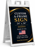 Custom A-Frame Sign Inserts with Plastic Stand by BCB Print - Personalized Print Inserts with Your Photo, Text or Logo | Durable & Weather Resistant Custom Panels for Sidewalk Boards, Retail & Event | 24x36 inch