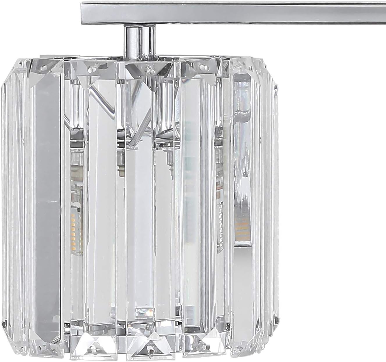 JONATHAN Y 4.75' Chrome 3-Light Vintage Glam LED Vanity Light Wall Sconce Fixture with Clear Crystal Prism Shade, Hardwired Wall Lamp for Bathroom Mirror Hallway, LED Bulb Included (JYL3554A)