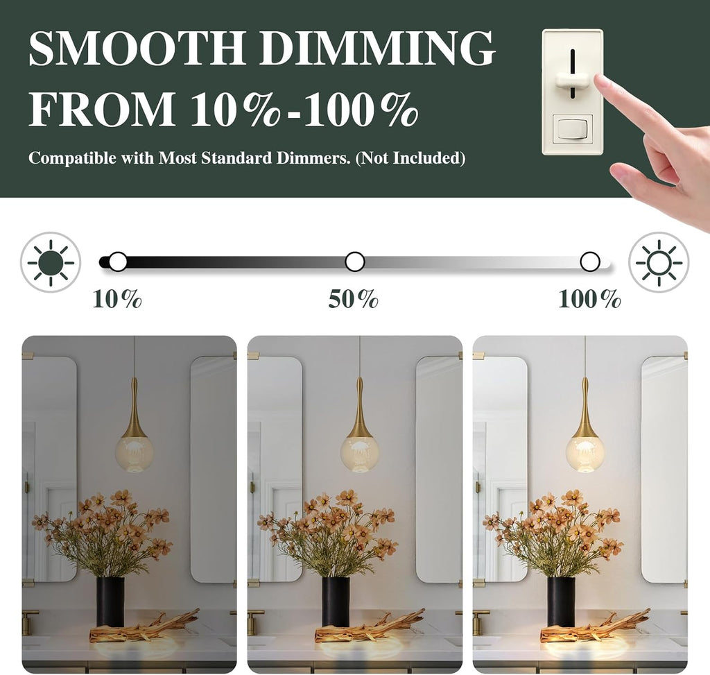 LED Pendant Light Kitchen Island Jellyfish Crystal Pendant Lights Dimmable Gold Modern Hanging Light for Bedroom Bathroom Living Room 3000K Warm White, 3 Pack