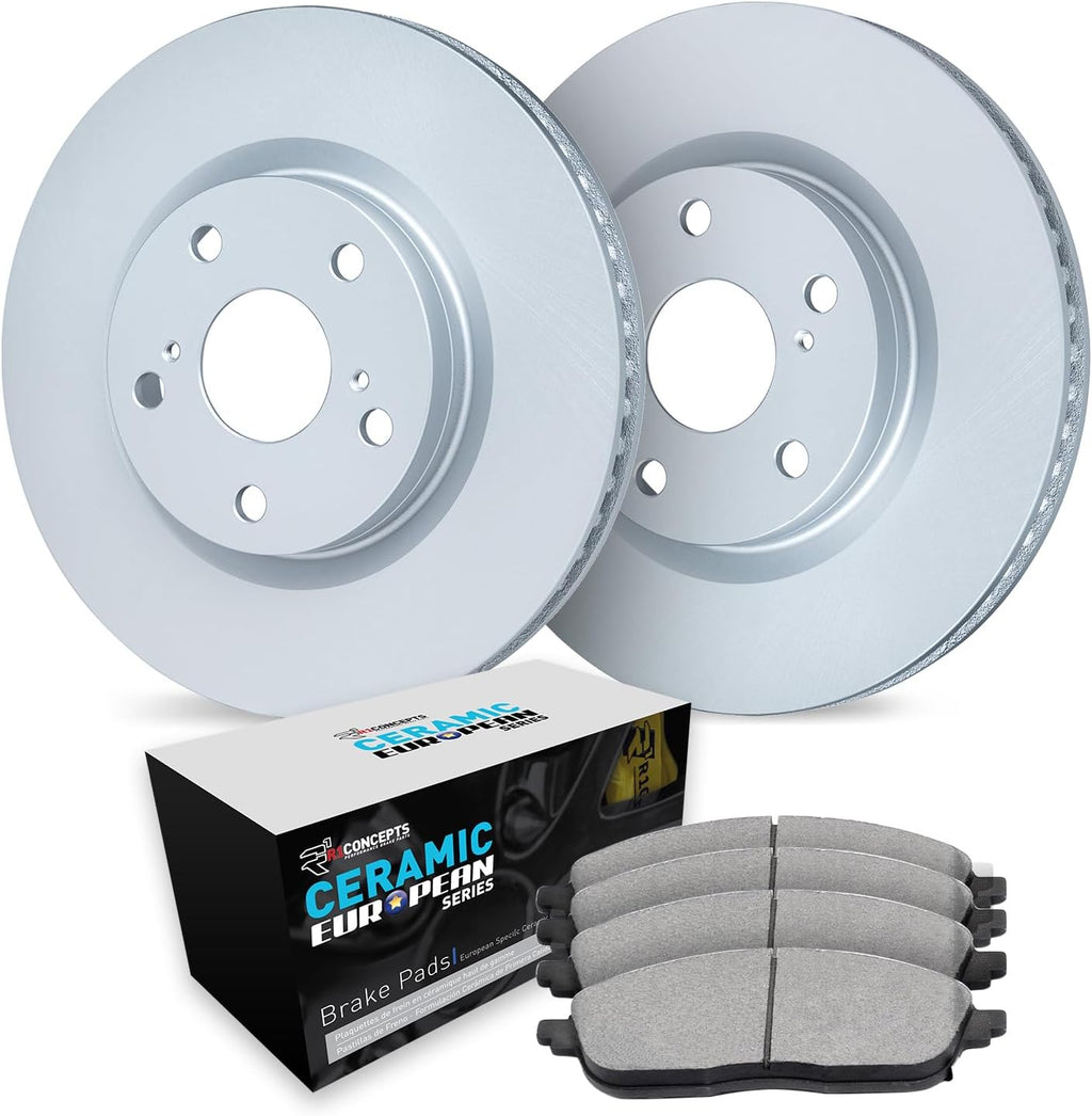 R1 Concepts Front Brake Kit Fits 2007-2010 Acura CSX; 2002-2006 Acura RSX; 2006-2011 Honda Civic| Euro Ceramic Brake Pads and Blank Brake Rotors| 11.8' Front