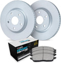 R1 Concepts Front Brake Kit Fits 2007-2010 Acura CSX; 2002-2006 Acura RSX; 2006-2011 Honda Civic| Euro Ceramic Brake Pads and Blank Brake Rotors| 11.8' Front
