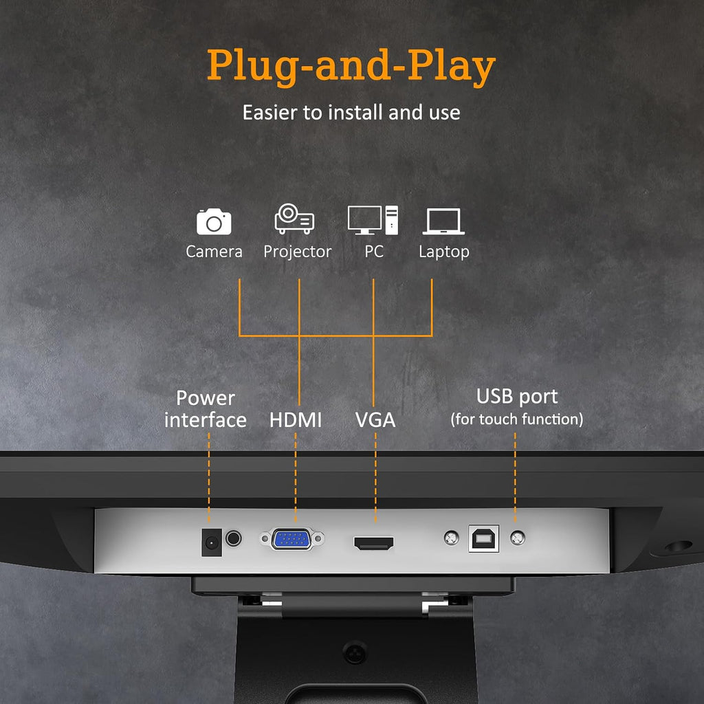 19 inch POS Touch Screen Monitor, Full HD 1280 x 1024 Capacitive Touchscreen with HDMI/VGA Input, Heavy-Duty Metal Stand, for Retail, Restaurant, Bar, Gym, Warehouse and POS System
